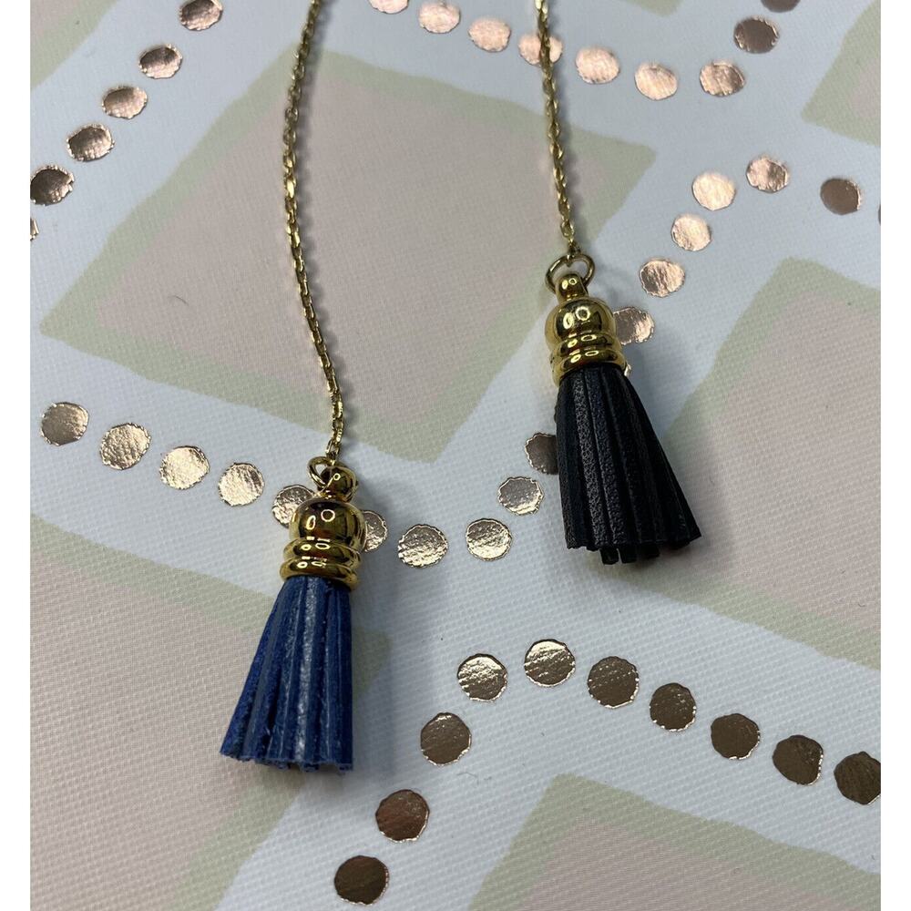 SHIRALEAH New Fringe Delicate Blue Black Gold-Tone Aerin Necklace NWT - Picture 2 of 5